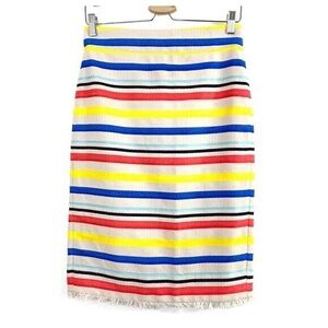 J. Crew Rainbow Colorful Jacquard Striped Pencil Skirt Style E7407